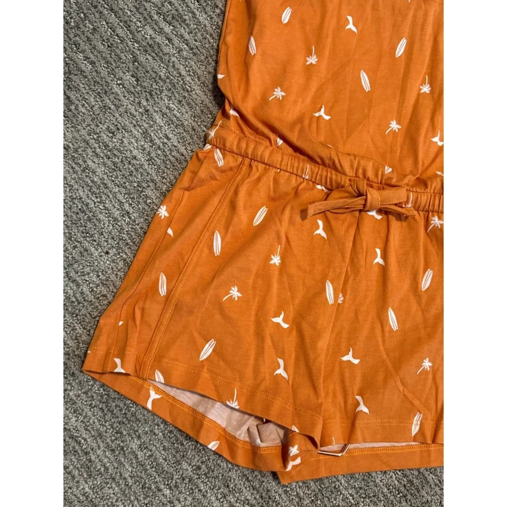 Cosabella Girls Burnt Orange Tropical Print Romper and Matching Backpack‎ Set L